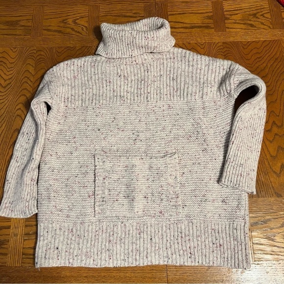 WoolOvers Multicolor Knit Turtle Neck Kangaroo Pouch Lambswool Sweater Sz S - Picture 3 of 14